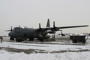 The C-130H generally flies with a crew of two pilots, a navigator, engineer, and two loadmasters.