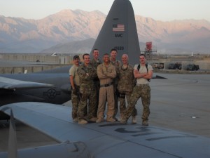 Our crew with a special guest visitor.  Best crew I've ever flown with.