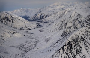The rugged terrain of Alaska’s Mystic Pass, looking north. (Nikki Kahn/The Washington Post)
