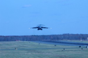 This is a prime example of a crosswind takeoff. 